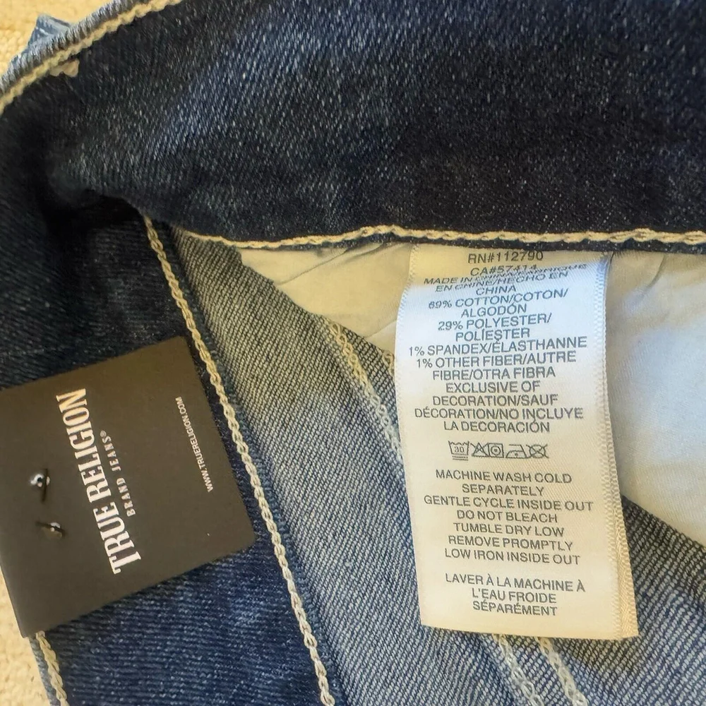 NWT True Religion Ricky Relaxed Straight Flap Jeans 34X34 Men Blue Orig.$159